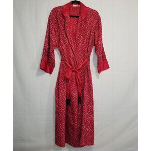Vintage Victorias Secret Gold Label Liquid Satin Kimono Robe Red sz S Wide Cuffs